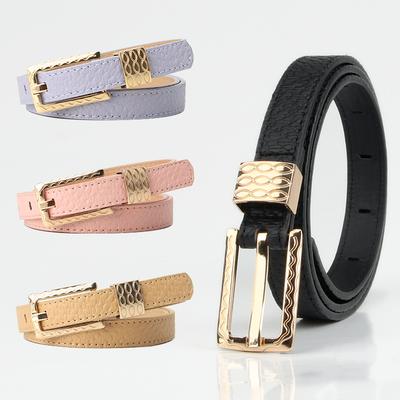 Summer New Simple and Versatile Dopamine Accessories for Women's Thin Belt Retro Fashionable Pin Buckle Pattern Decorative Belt