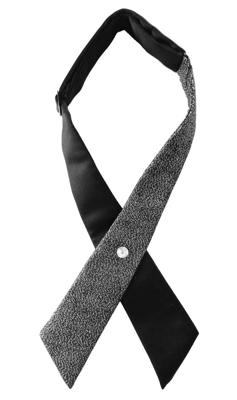 

[D+Arts] Cross Tie, Black, with Contrast Trim, Glitter, Silk, Made in Japan (Solid Color), Kyoto Nishijin Weave, Made in Japan