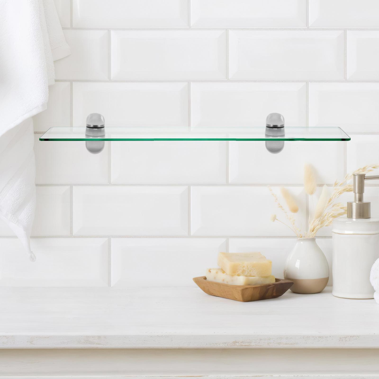 

2Pcs Adjustable Glass Shelf Bracket Brushed Nickel Wall Mounted Shelf Support Heavy Duty Bathroom Living Room Glass Panel Clamp other