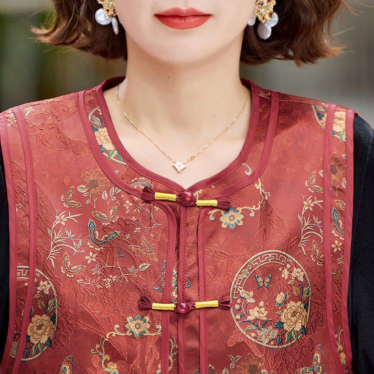 2026 Spring Velvet Suit for Middle-aged Women: Chinese-Style Vest for High-End Wedding and Banquet Wear