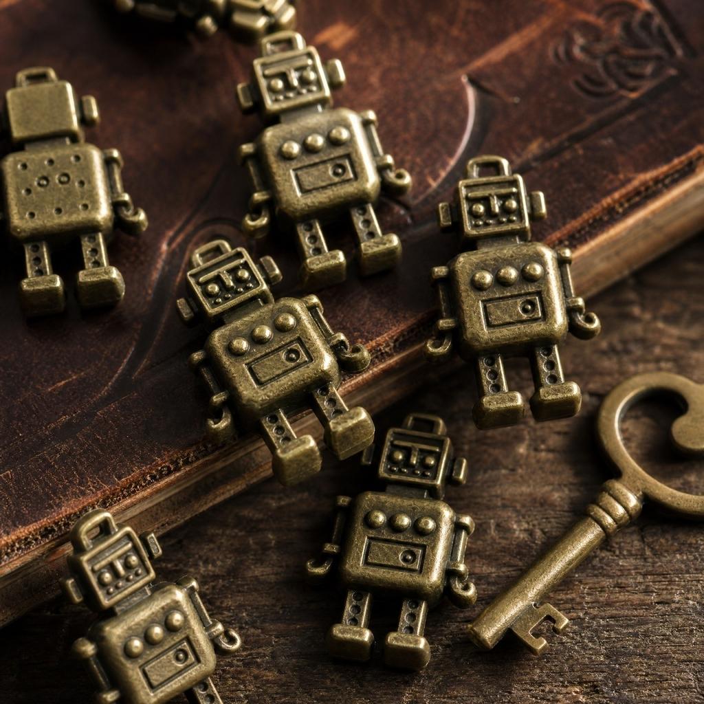 Vintage Green Robot Figurines Pack of 50 for Home Decor Shelf Decoration Party Favors