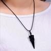 Natural Obsidian Stone Crystal Point Pendant Black Stone Charm Necklace Amulet