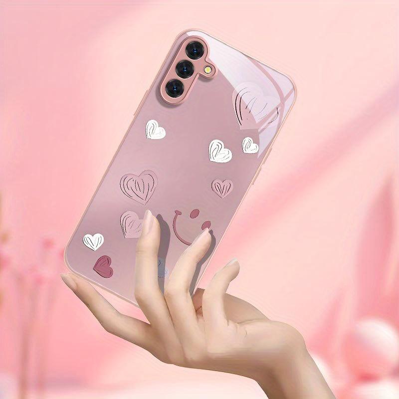 Love smiling face pattern glass phone case suitable for Samsung Galaxy S26 S25 S24 S23 S22 S20FE/Ultra/Plus anti fall back cover