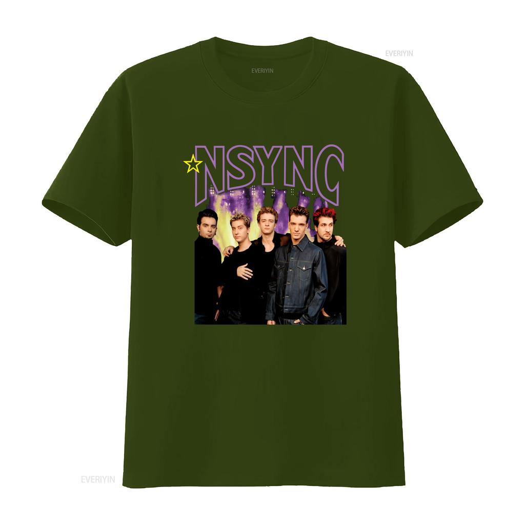 Retro Vintage S NSYNC Pop Boy Band Print Casual T Shirt Vintage Washed Homme Streetwear Soft Stretched Breathable Stylish