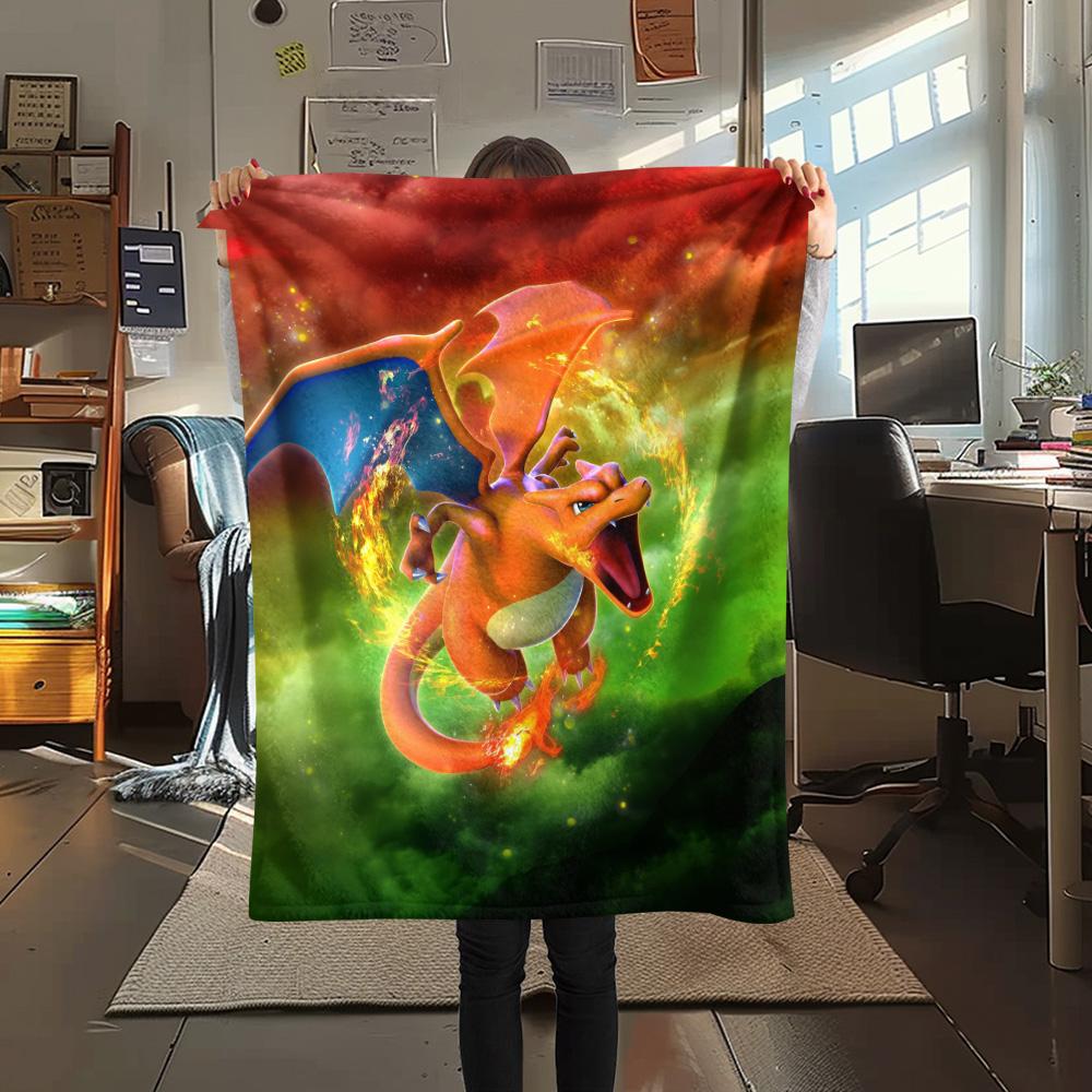 Sky Flare Dragon Print Flannel Blanket, High quality Comfortable for All Seasons, Home Decor, Warmth and Comfort