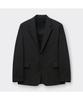 Customellow Black Loose Fit Textured Setup Jacket Cwjam26423Bkx