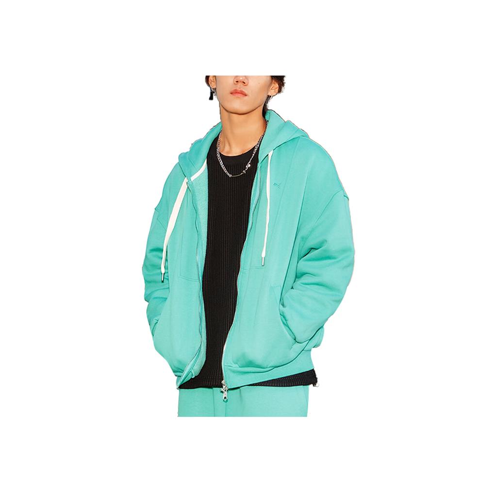 Puma Classics Casual Fleece Lined Warm Hooded Zip Up Jacket Sweatshirt Unisex Jackets Emerald-Green 631527-36