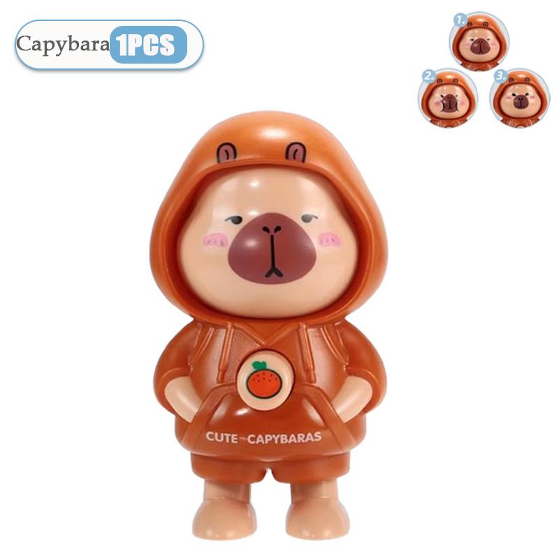 

1-20PCS Capybara Face Changing Keychain Pendant Chinese Style Plastics Cartoon Doll Keychain DIY Crafts Mini Face Changing Toy