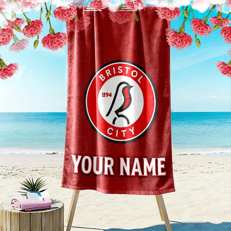 Custom Name Bristol City Print Beach Towel, Large Soft Quick Dry Towel for Beach Camping Swimming