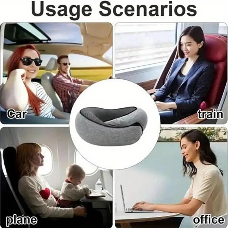 Portable U-shaped Travel Pillow Neck Support Memory Foam Snail Style Travel Pillow Adjustable Soft Noon Break Pillow