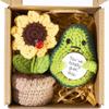 Handmade Knitted Emotional Support Avocado Doll With Card and Sunflower Pot Home Room Decoration Crochet Avocado Christmas Gifts
