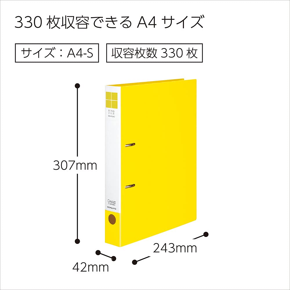 Kokuyo File Ring File Slim Style PP Sheet Cover A4 Holds 330 Sheets Yellow F-URF440Y