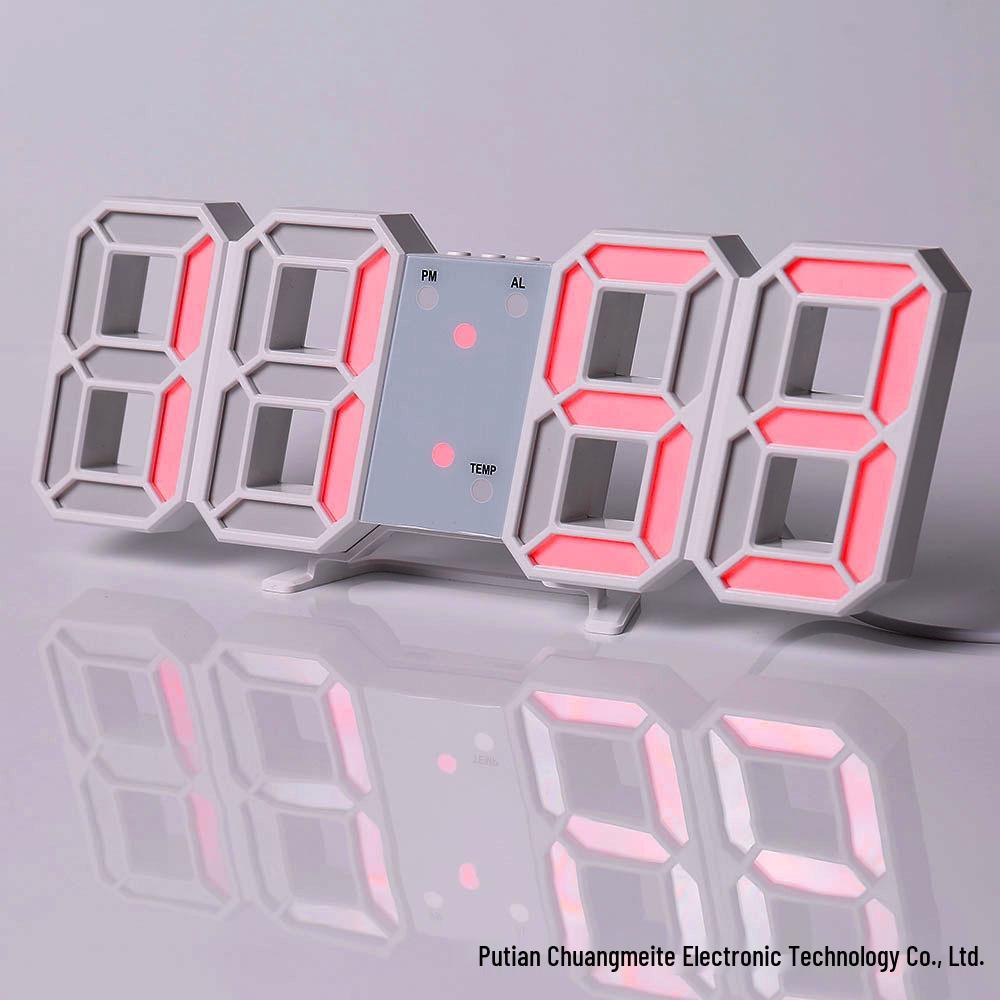 3D LED Digital Clock with Alarm, Calendar, and Thermometer for Living Room Wall