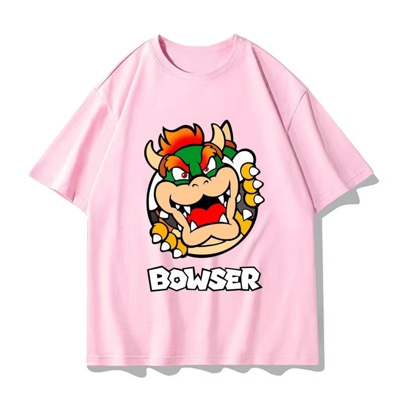 Summer Kids Play BOWSERLUIGI Character Crew Neck TShirt 2026 Cute Loose ParentChild RolePlaying Printed Top for Children
