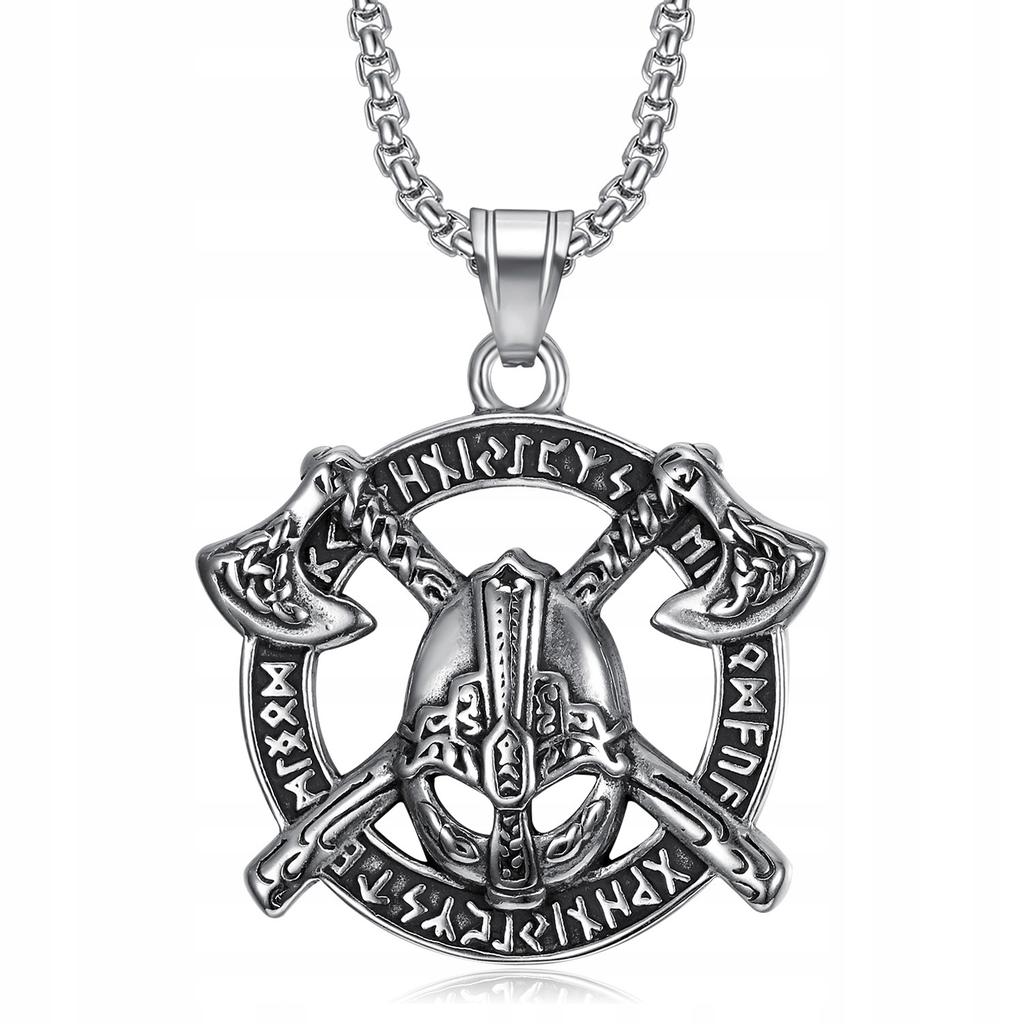 Silver Viking Axes Rune Nordic Necklace 406