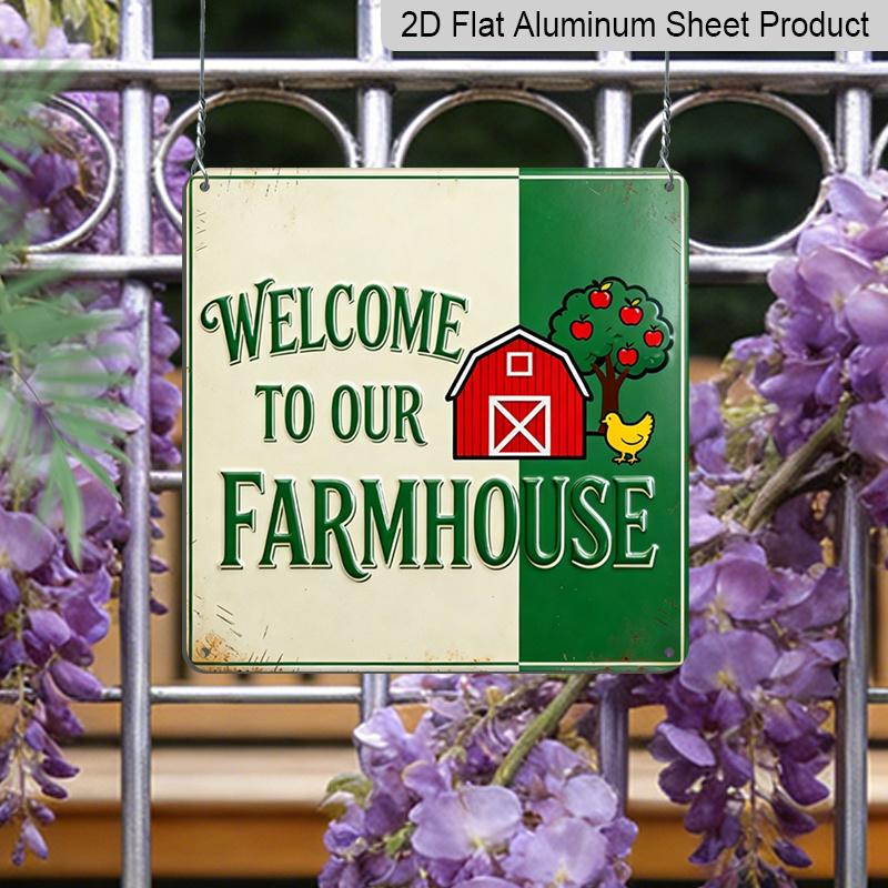 2D Flat - 1pc, Outdoor Plaque & Wall Decor, Welcome To Our Cottage Sign, Kitchen Wall Art, Living Room Decoration, Rustic Barn Display, Country Farm