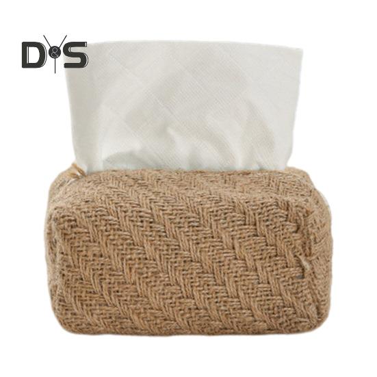 

Тримач серветок з бавовняної лляної тканини Прямокутний футляр ручної роботи для серветок для обличчя великої ємності Легко заповнювати Декоративний органайзер Диспенсер серветок A