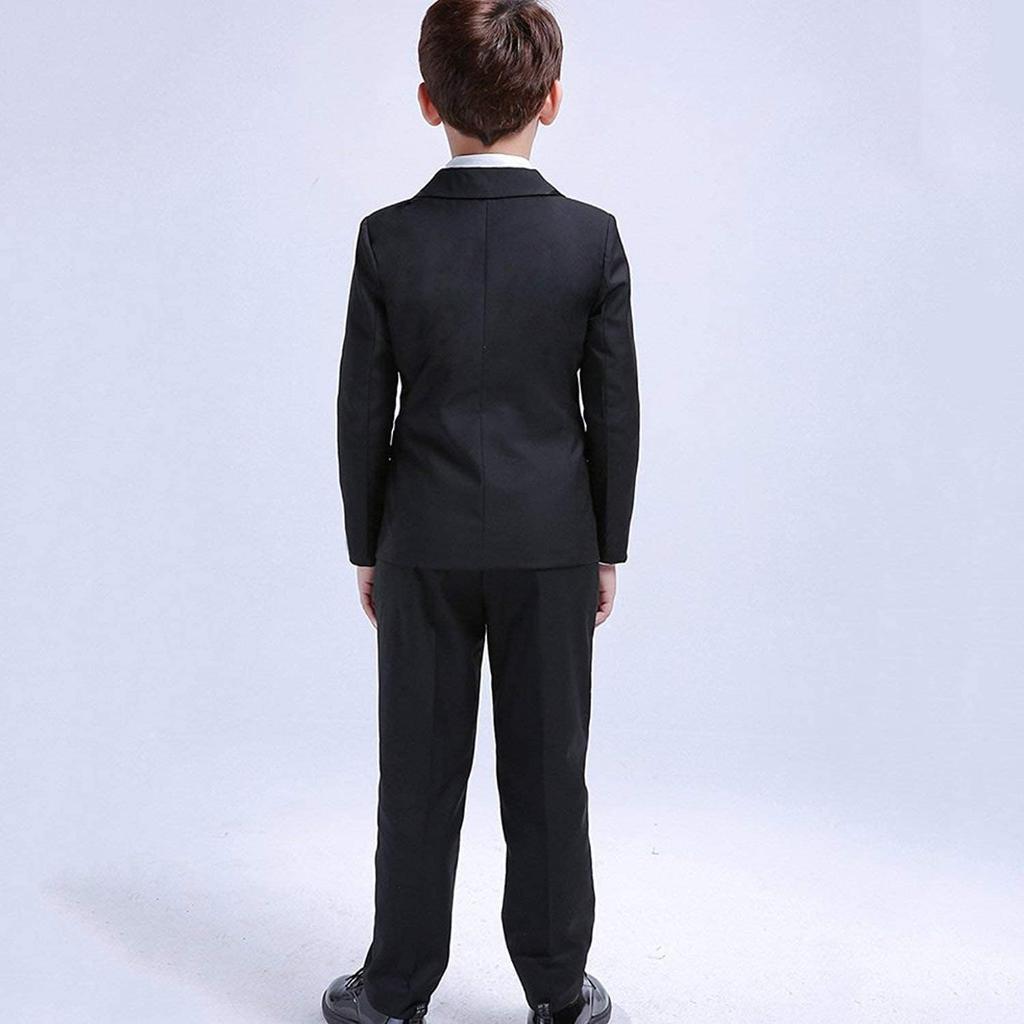LOLANTA Boys' Formal 5-Piece Suit Set, Solid Color Tuxedo with Suspenders, Perfect for Kindergarten Entrance Ceremonies, Graduations, Weddings, Recita