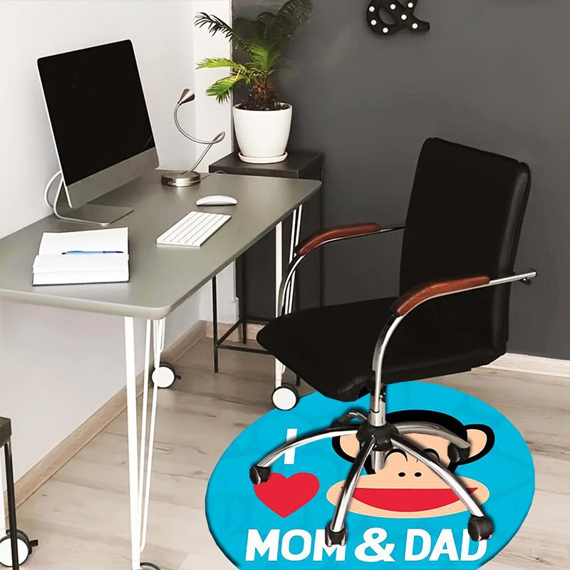 

1pc Love Mom Dad Monkey Heart Blue Circle Round carpet, Made of Polyester,Perfect for Decorating Office Chairs, Living Rooms, Vibrant Decorative Rug 80cm