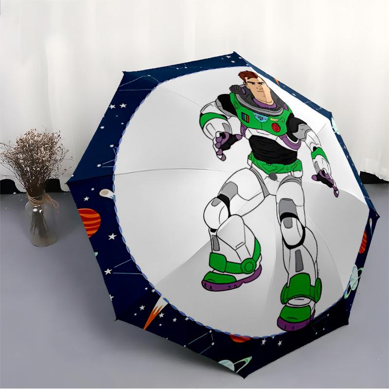 1pc Buzz Lightyear Automatic Folding Umbrella - Portable Foldable Design with 8 Ribs, Durable Plastic & Iron Frame y250725031