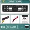 European License Plate Frame with 16 LED Lights and HD Rearview Camera