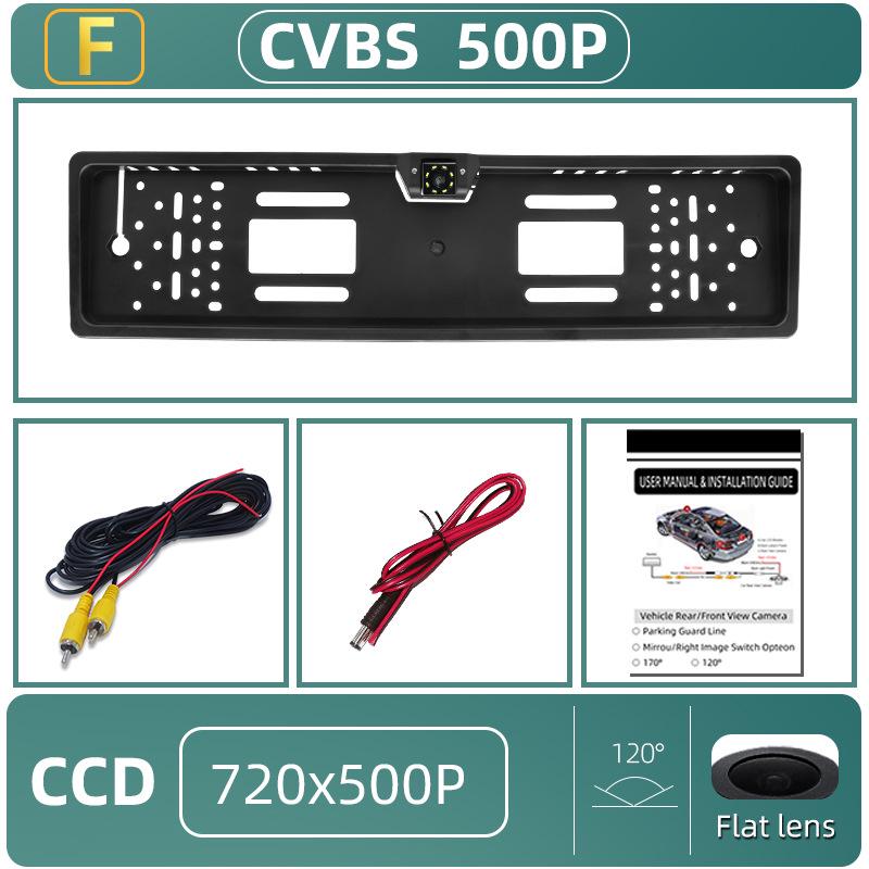 European License Plate Frame with 16 LED Lights and HD Rearview Camera