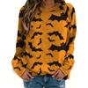 Spring and Autumn Women's Blouse Christmas Theme Printed Long Sleeve Round Neck Loose Top Moose