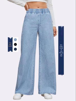 Retro Drapey Women's Jeans 2025: Loose Straight-Leg Wide Casual Long Pants
