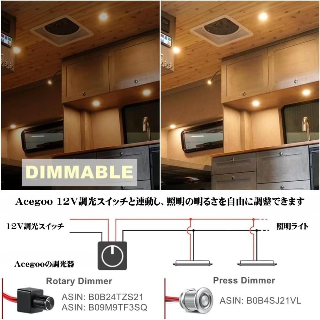 acegoo Super Slim LED Panel DC 12V 3W Full Aluminum Lights for Marine and Campers White with Silver 6-Pack Lights, Downlights/Ceiling RVs, Boats,