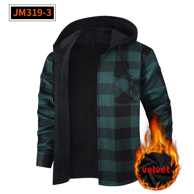

Мужская теплая толстая флисовая клетчатая куртка-рубашка с подкладкой шерпа, толстовка с капюшоном, фланелевые рубашки, верхняя одежда, зимнее пальто с карманами, куртки на пуговицах с капюшоном для мужчин 2XL