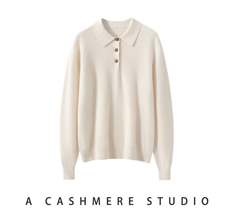 Kang Sai Ni Pure Cashmere Women's Polo Neck Pullover - 2026 Autumn/Winter Commuter Base Layer