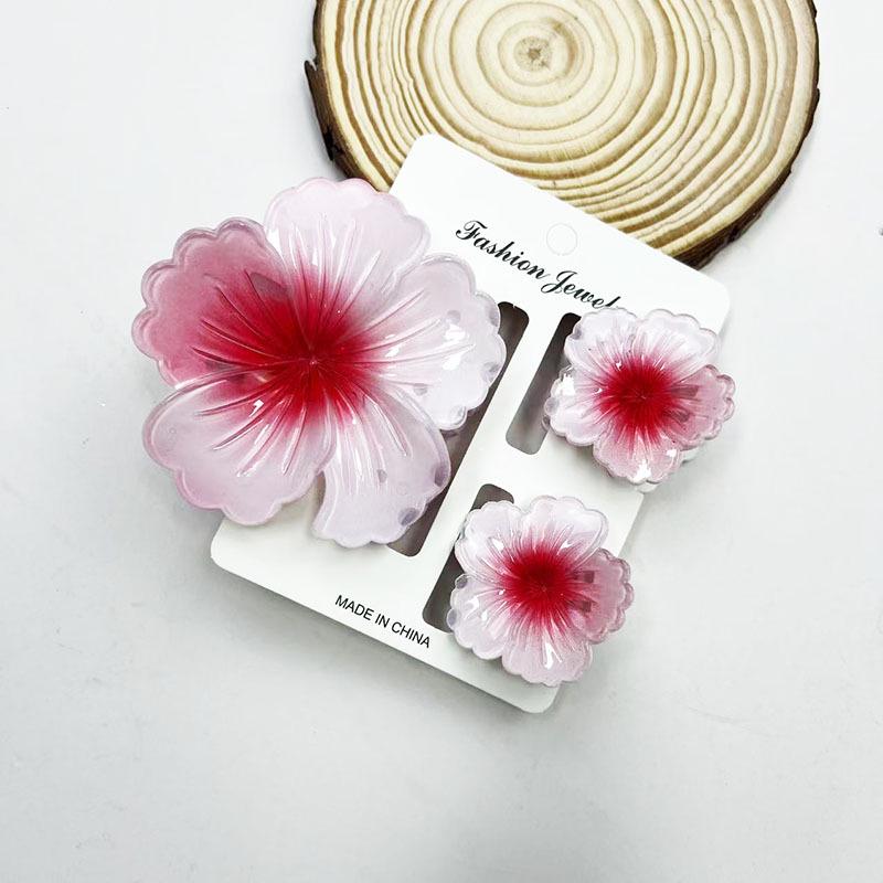 Sada skřipců do vlasů s frangipani: Květinové vlasové doplňky s imitací mramoru pro módní svátky