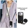 For iphone 17 16 15 14 13 12 11 Pro Max Air Case PU Leather Wallet Bag Grip Strap Holder Long Crossbody Lanyard Ring Clasp Cover