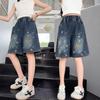 Sommer Jenter Denimshorts Sommerfugl Yngre Jenter Løse Jeans Løs Elastisk Midje Barn Tenåringer Jenter Shorts