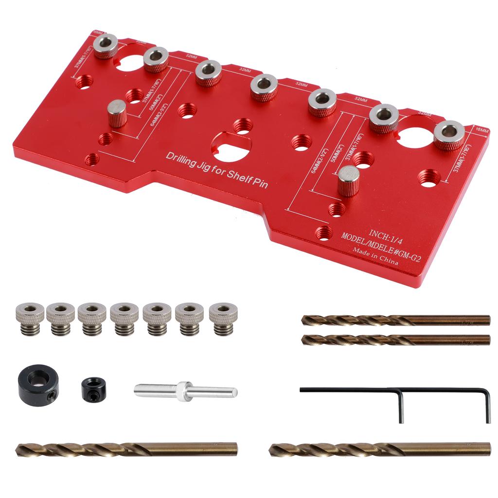 Shelf Pin Jig 32mm Spacing Aluminum Alloy Shelf Pin Drilling Guide Precise Straight Hole Cabinet Mounting Template Woodworking