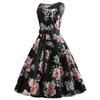 Summer New Retro Supply, One-word Neck Sleeveless Printed Pendulum Dress
