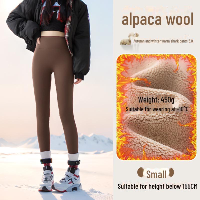 Women's Plush Shark Pants: Cozy High-Waist Barbie Yoga Leggings for Autumn & Winter