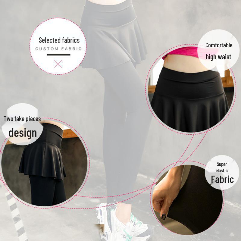 Women's Plus Size Two-Piece Look Yoga Pants - Trendy Autumn Sportswear for Running & Fitness
