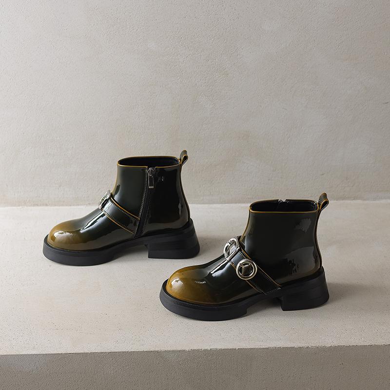 Fashion AIYUQI Women's Ankle Boots Vintage 2025 New Thick Heel Cowboy Boots For Women Large Size Round Toe Female Biker Boots