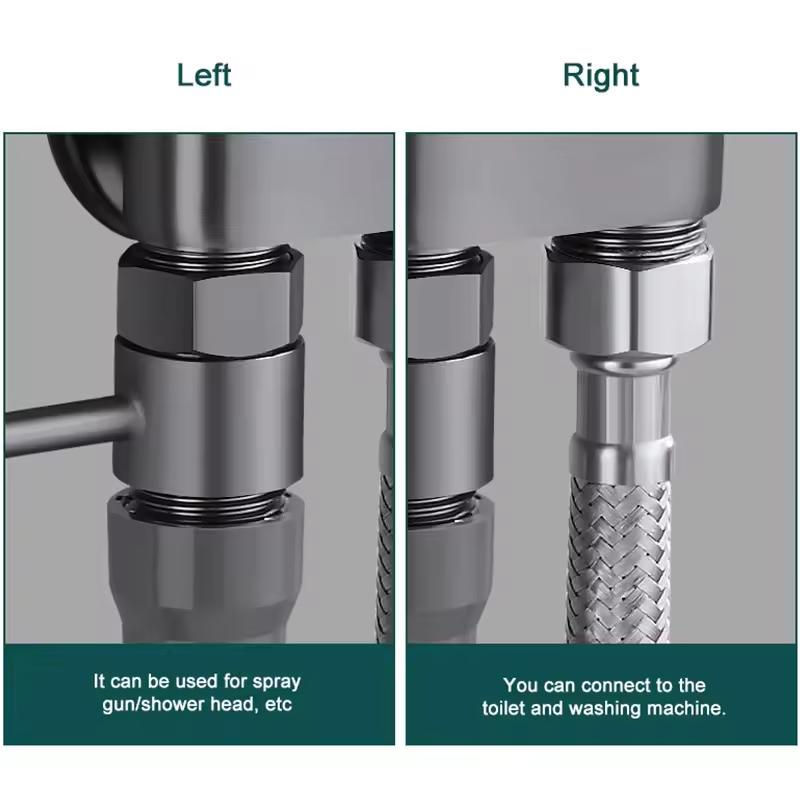 HLK New High Quality Brass Wall-Mounted One in Two Out Shattaf Bidet Sprayer for Toilet and Kitchen High Pressure Hand Bidet