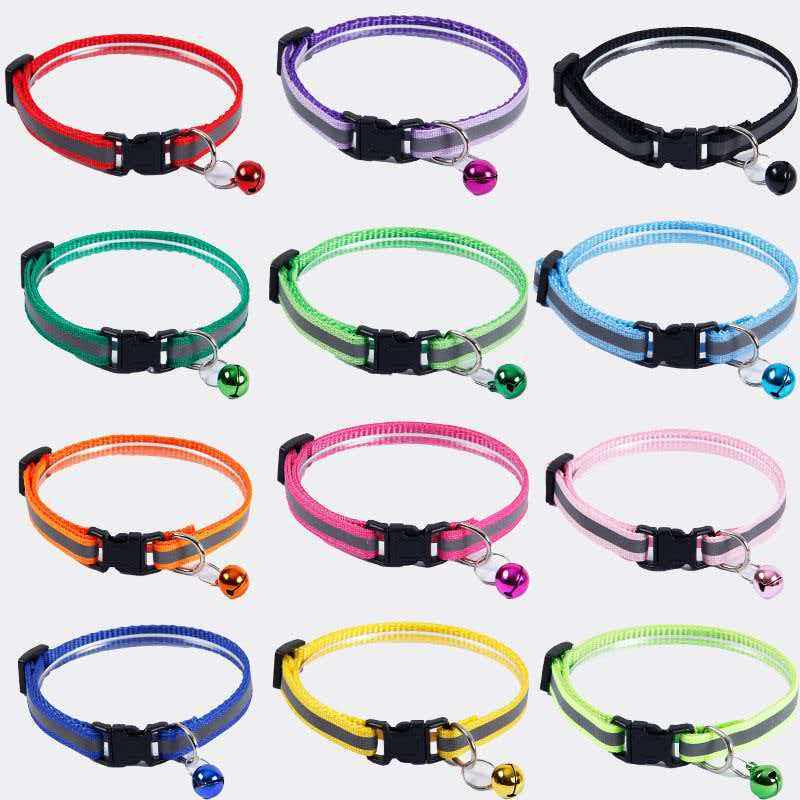 Reflective Adjustable Pet Collar with Bell for Cats & Dogs - Universal Fit, In Stock