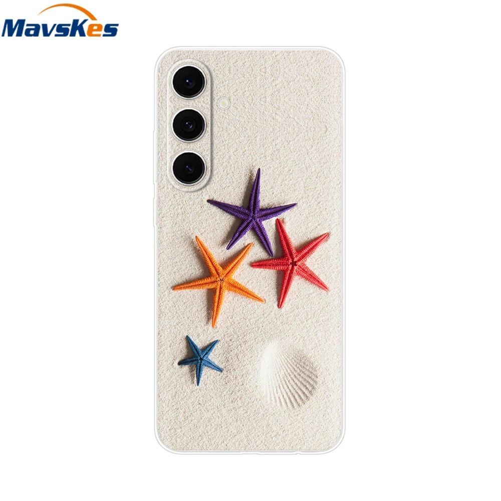 For Samsung S24 FE Case Stylish Flowers Painted Cover Clear Silicone Phone Case for Samsung Galaxy S24 S24FE Soft Shell Fundas