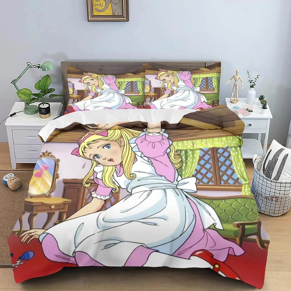 Alice Meisje Wonderland Dekbedovertrek, Polyester Cartoon Patroon, 3D Print, Zacht Comfort Dekbedovertrek, Slaapkamer Decoratie Verjaardagscadeaus