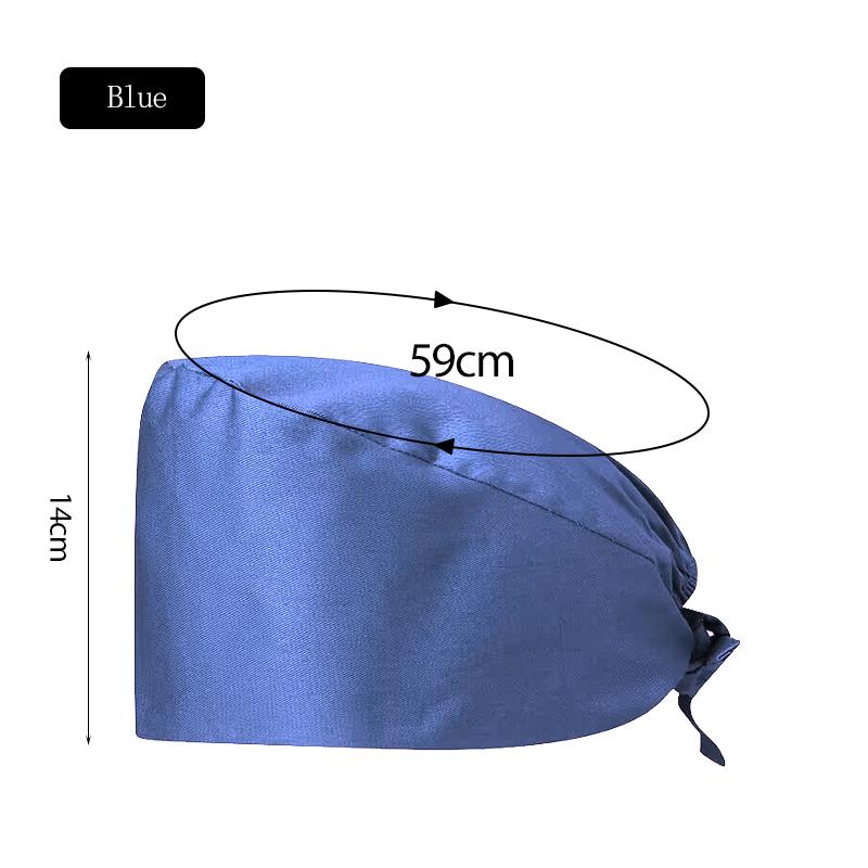 

New Unisex Solide Color Scrub Nurse Hat Adjustable Beauty Salon Care Cap Laboratory Pet Shop Nurse Doctor Working Caps синій
