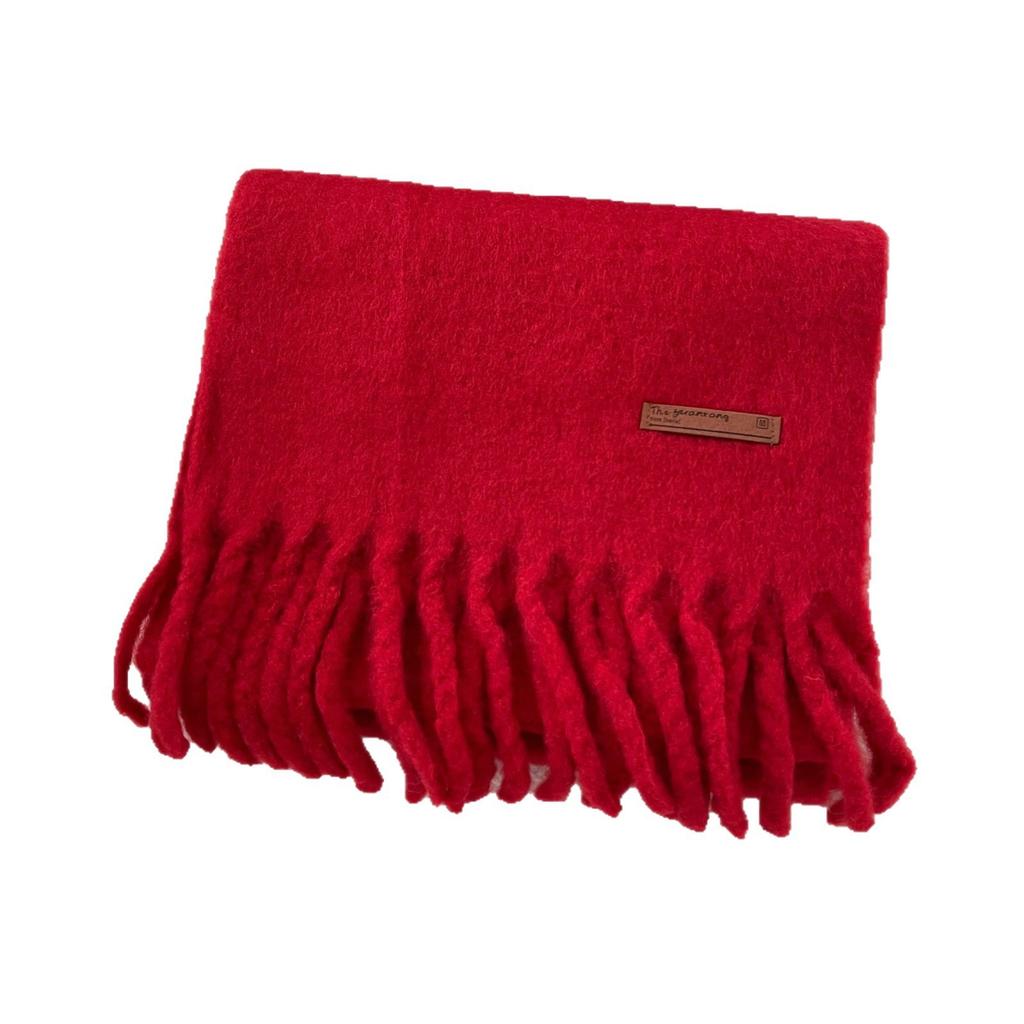 Wolle Neujahrsrot Gestrickter Schal Damen Winter Koreanische Atmosphäre Warm Studenten Weihnachts-Schal