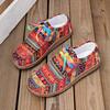 Women's Plus Size Graffiti Lace-Up Flat Shoes New Autumn Euro-American Fashion Versatile Casual