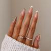 European & American Gold Glitter French Nails: Simple Removable False Nails with White Outline