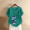 T-shirt Estiva Oversize in Cotone e Lino a Maniche Corte, Abbigliamento Donna Oversize Stampato in Cotone e Lino