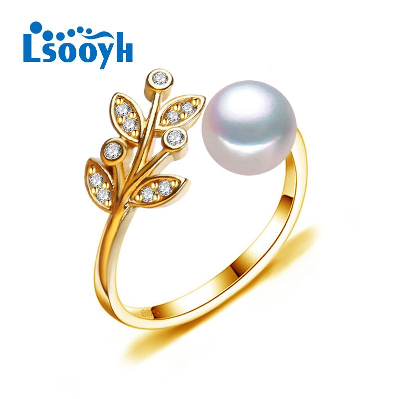 

LSOOYH модное регулируемое кольцо с пресноводным жемчугом для женщин, кольцо с кубическим цирконием, роскошное золотого цвета, кольцо с перьями, ювелирные изделия