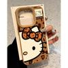 Leopard Print Hello Kitty Compatible with iPhone 16 Pro Max Apple 15 Pro Phone Case 14 New Model 13 Leather Texture 12/11